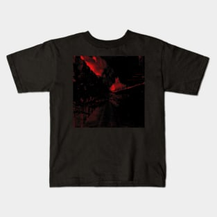 Digital collage and special processing. View from night dreams. City. Red. Kids T-Shirt